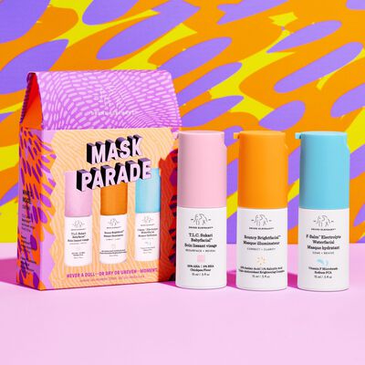 Babyfacial, F-Balm, and Brightfacial next to the Mask Parade kit