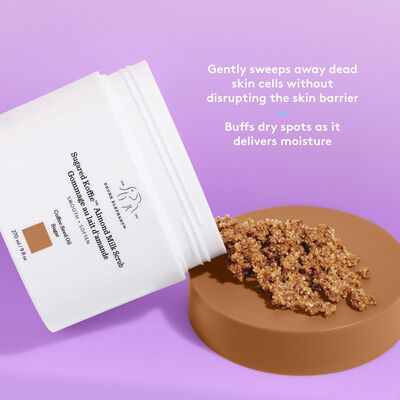 Sugared Koffie™ Almond Milk Body Scrub against a purple background