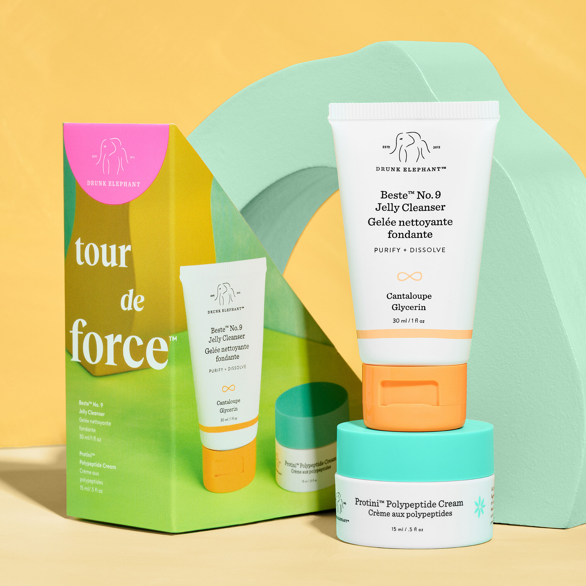 Moisturizer and cleanser travel-size skincare kit | Drunk Elephant