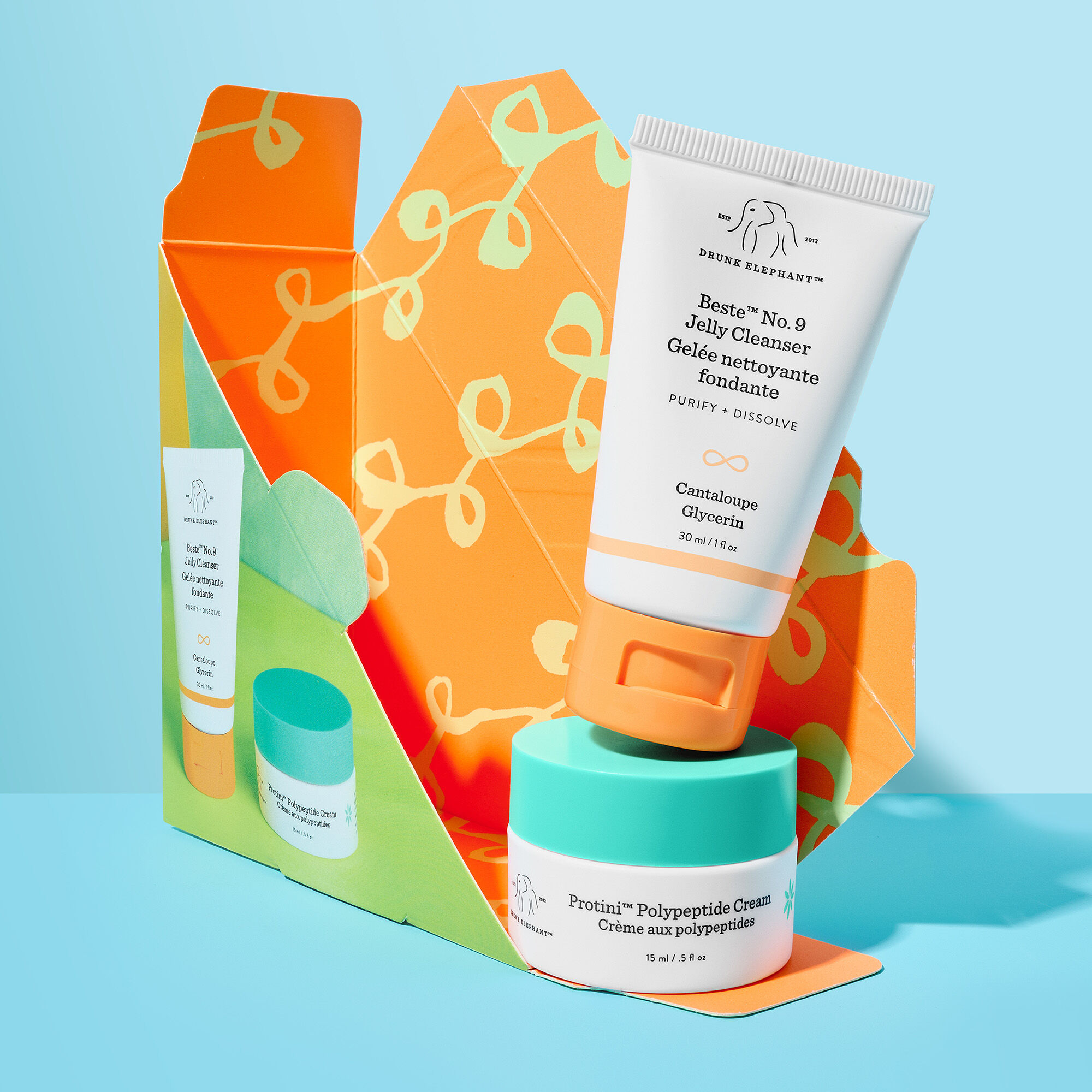 Moisturizer and cleanser travel-size skincare kit | Drunk Elephant