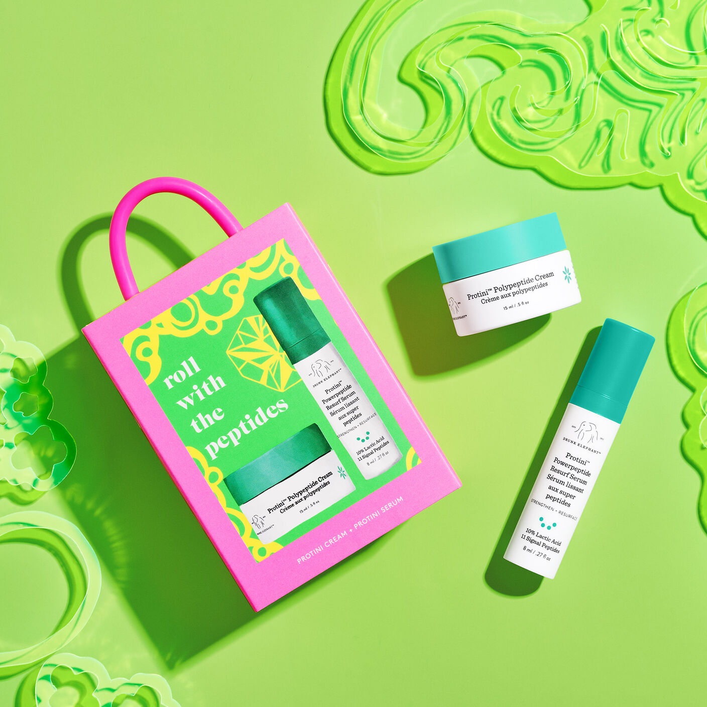 Anytime, Anyface case with products to the side