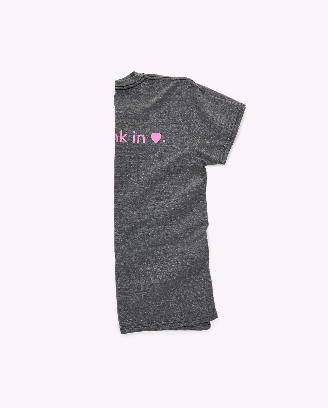 T-shirt, gris chiné et rose vif T-shirt Drunk Life gris chiné et rose vif vue de côté plié