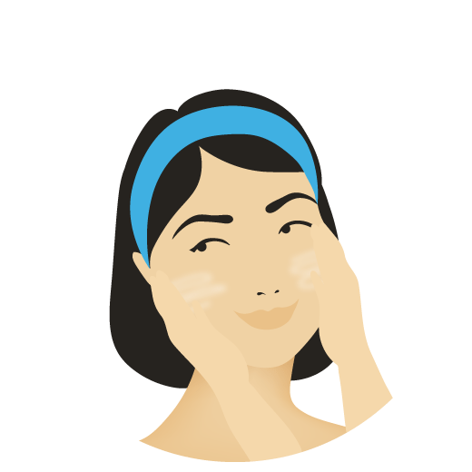 illustration d'une femme appliquant Umbra sur son visage avec ses mains