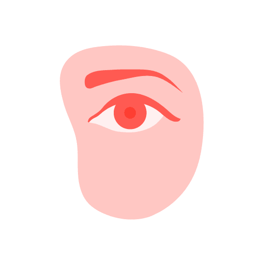 Illustration animée d'un œil avec des indicateurs de luminosité stylisés au dessous de l'œil