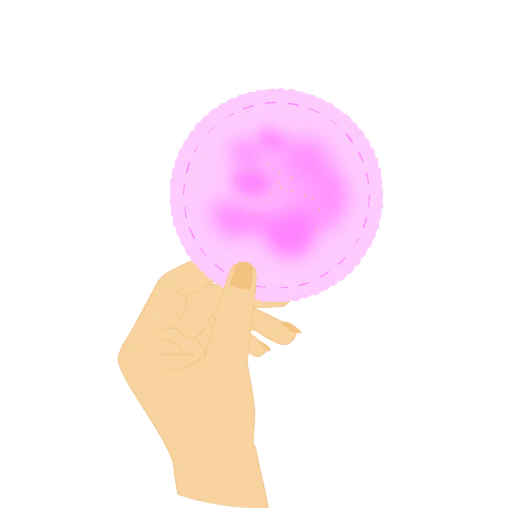 Illustration of pink used cotton pad.