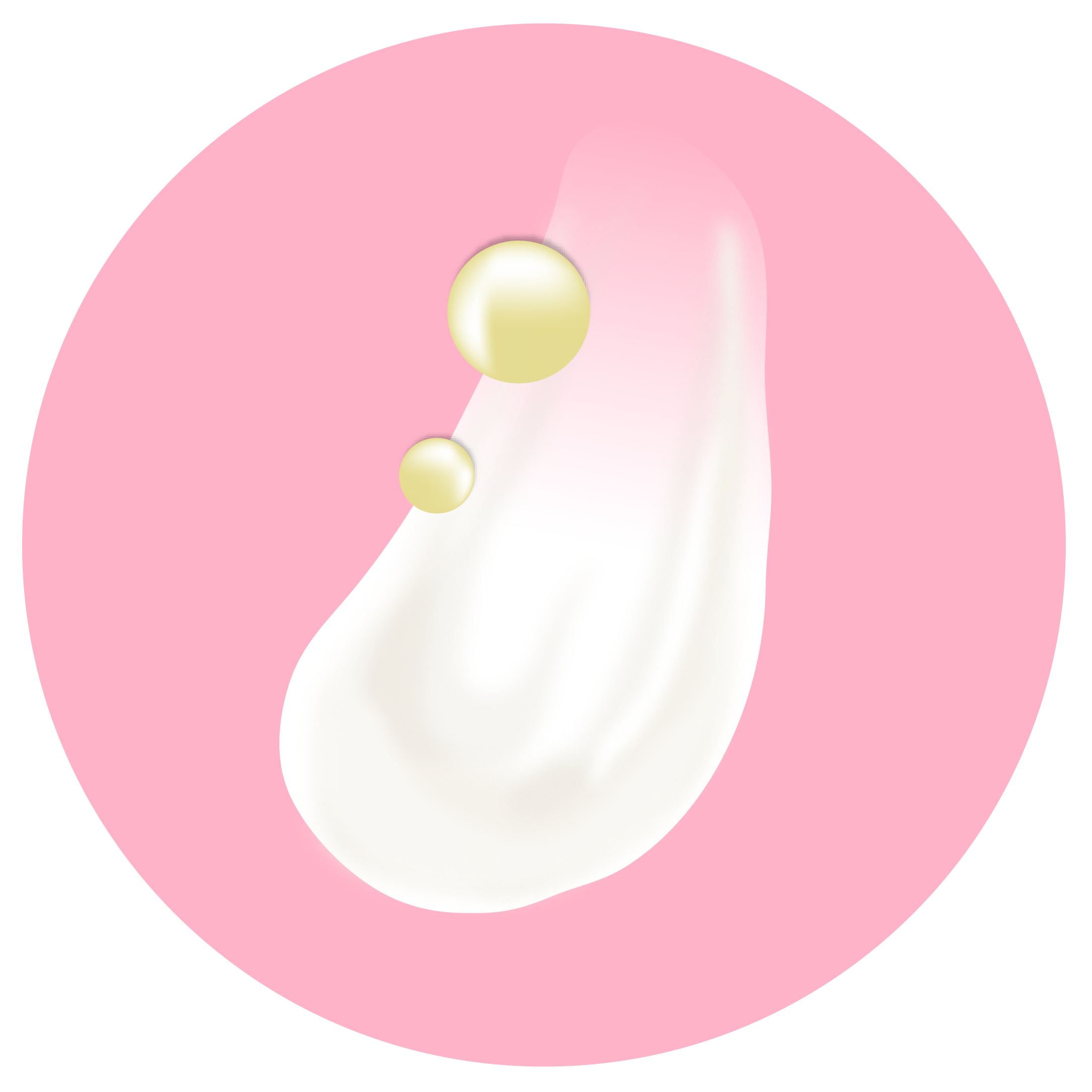 Illustration of a swatch/goop of moiturizer underneath a few drops of B-Goldi.