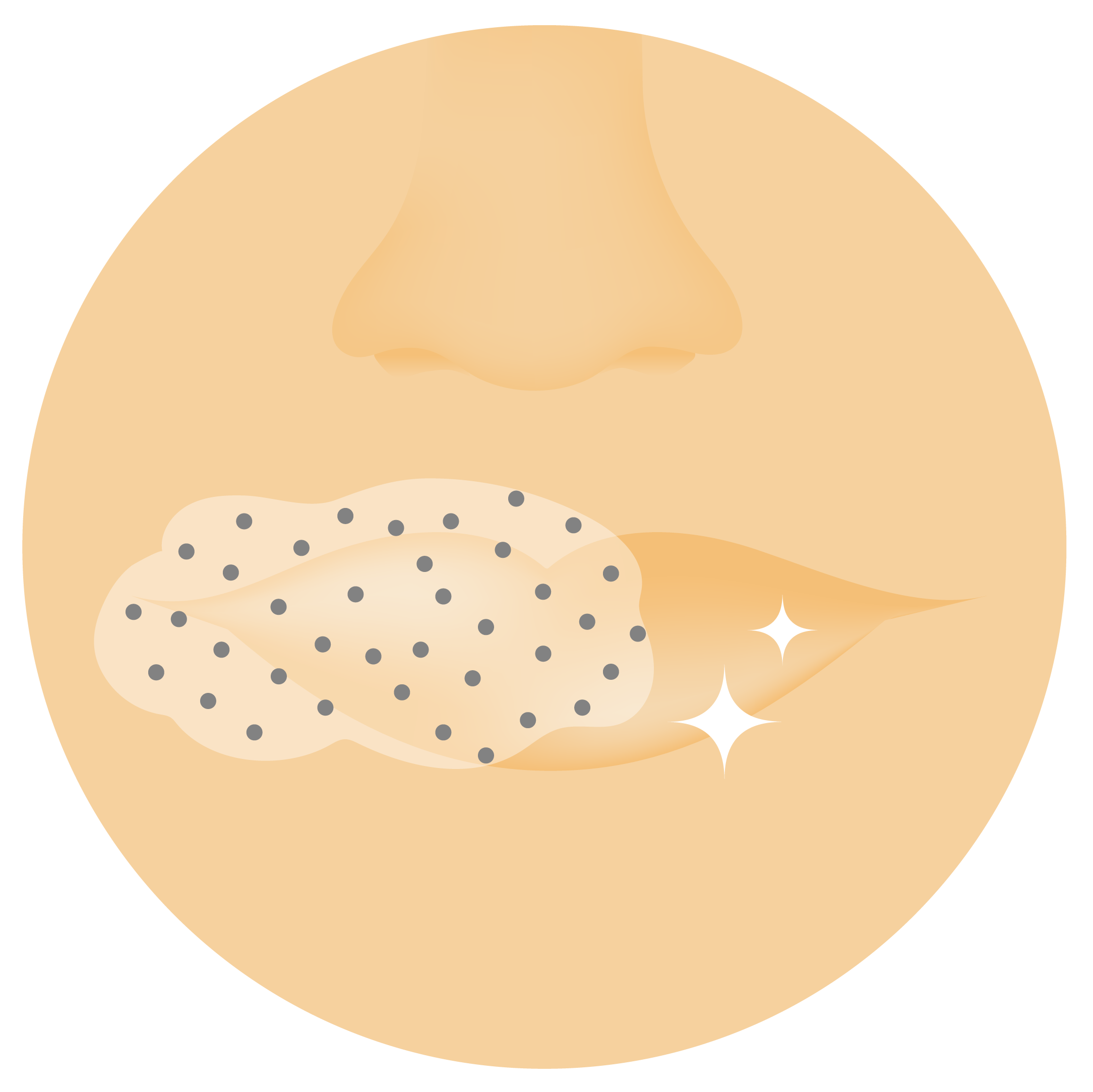 Illustration of nose and lips area with Lippe Balm applied to the lips.