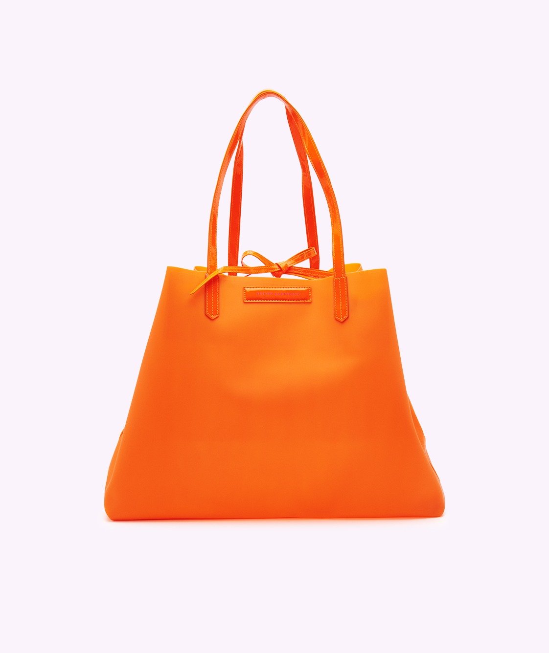 Sac fourre tout orange fluo Caoutchouc avec anses en cuir vegetalien