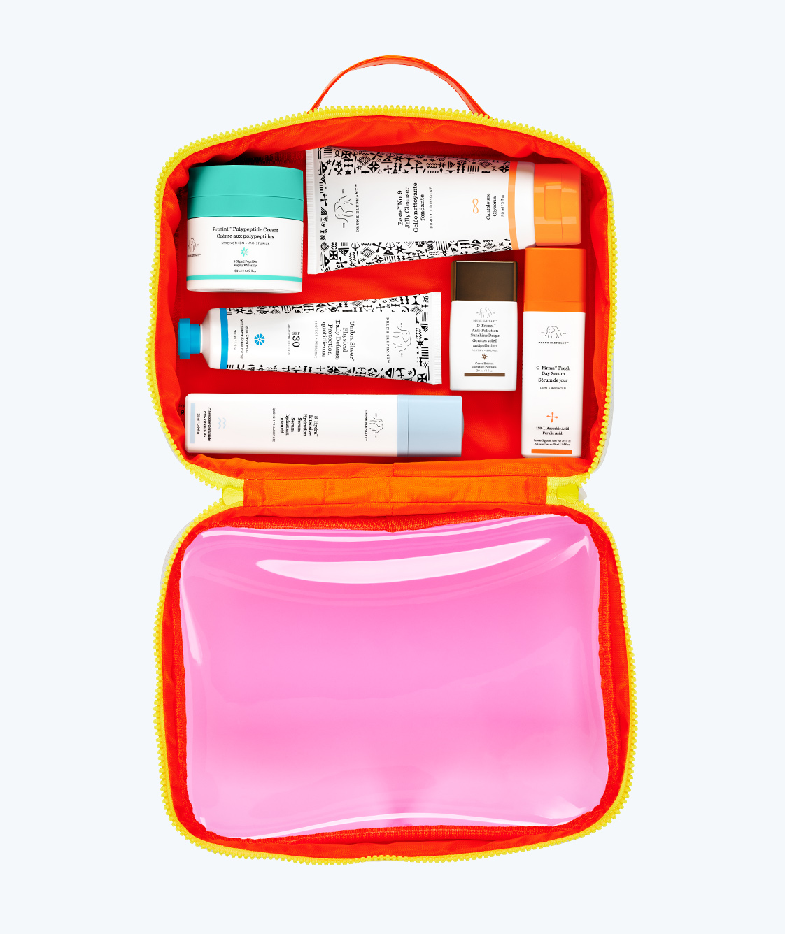 Dopp Kit Neon Orange and White Toiletries Bag