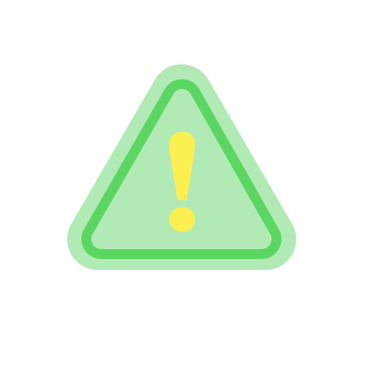 Illustration of a green sign with a yellow exclaimation mark.