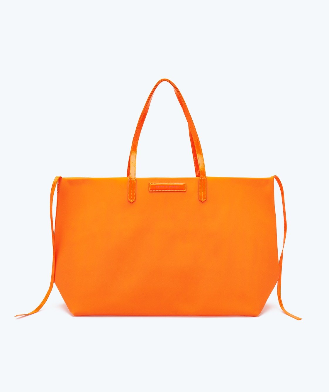 Neon Orange Totebag Rubber with Vegan Leather Handles