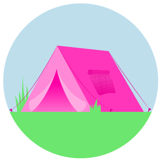 Illustration of of a pink tent.