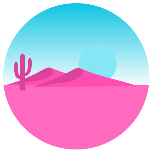 illustration of a pink and blue desert landscape