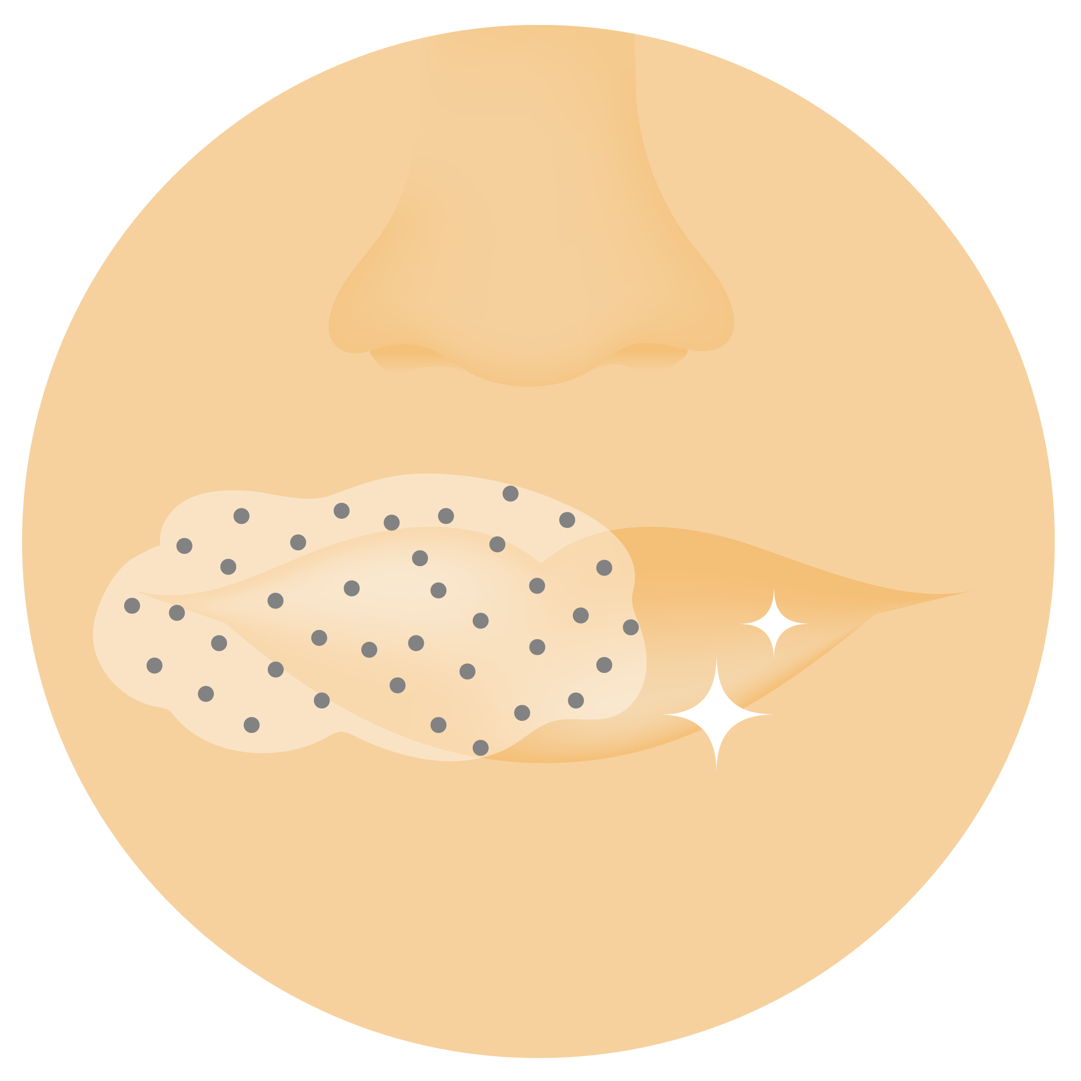 illustration d'un œil avec du baume Lippe sur la peau du dessous des yeux