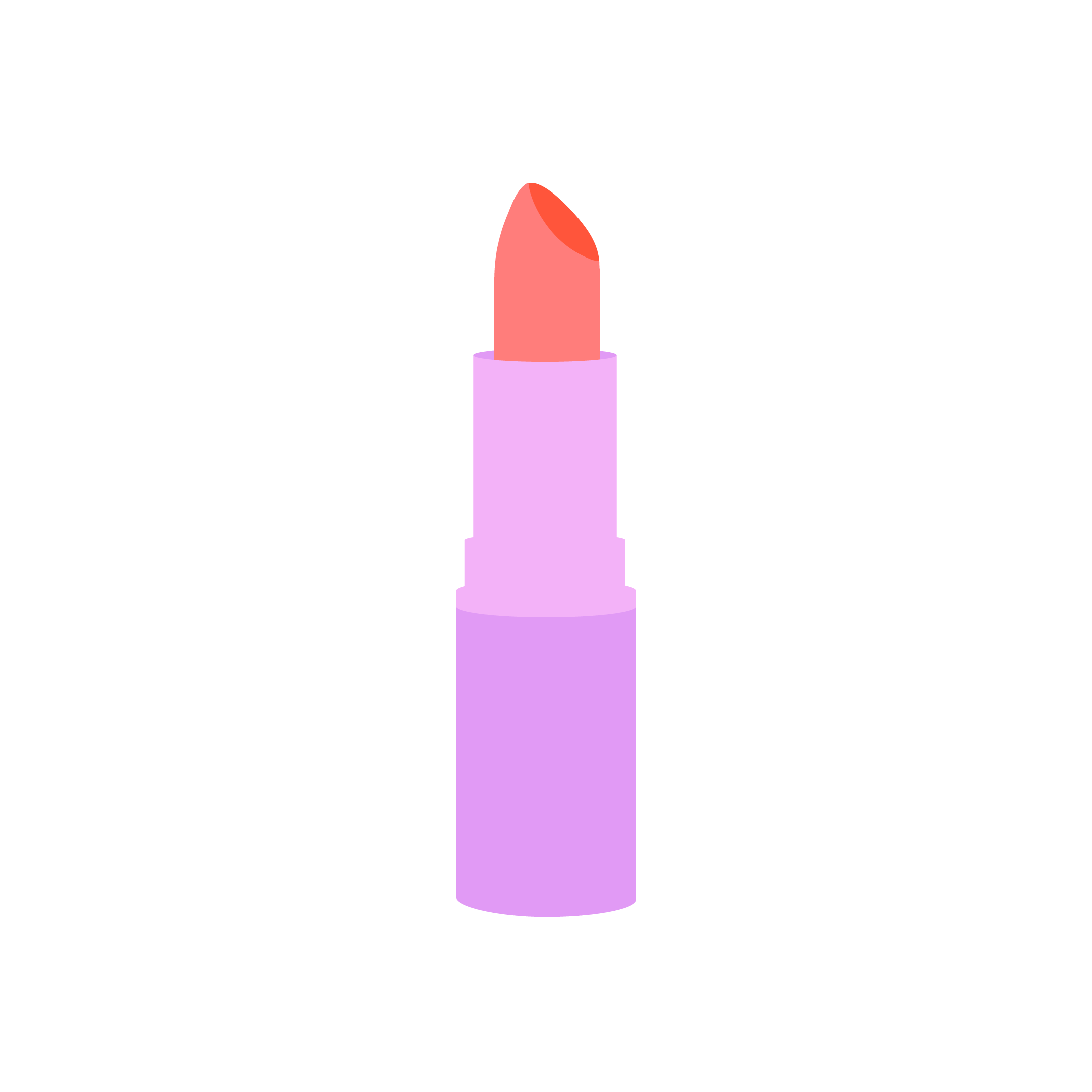 Illustration of a pink lipstick.
