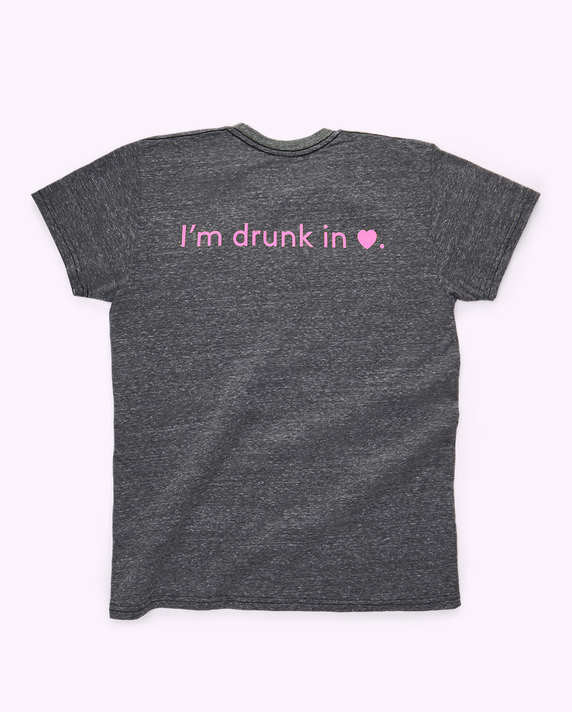 T-shirt, gris chiné et rose vif T-shirt Drunk Life gris chiné et rose vif vue de derrière