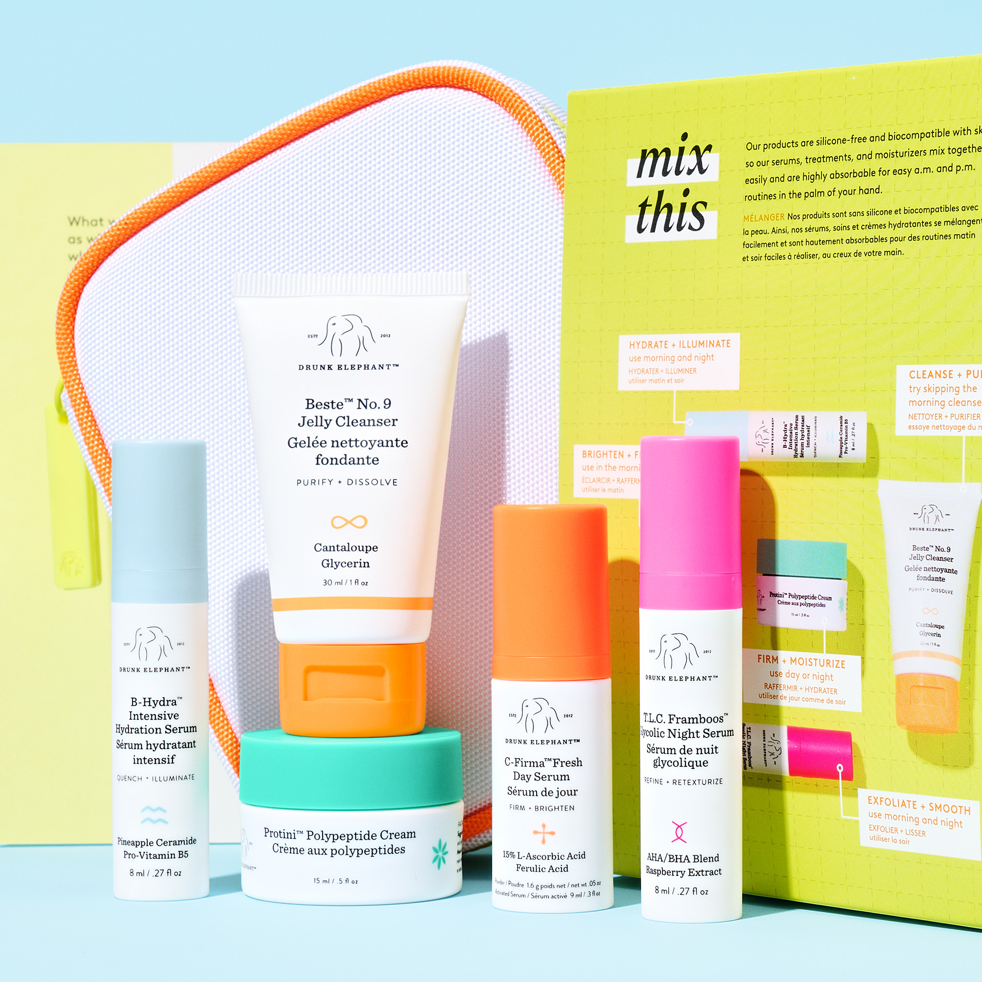 DRUNK ELEPHANT スキンケアセット　アイクリーム　クレンジング Travel-size kit for a.m. and p.m. routine | Drunk Elephant